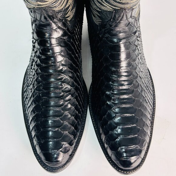 Pristine Cowtown Genuine Python Snakeskin Cowboy Western Boots Black 13 D - Picture 4 of 13